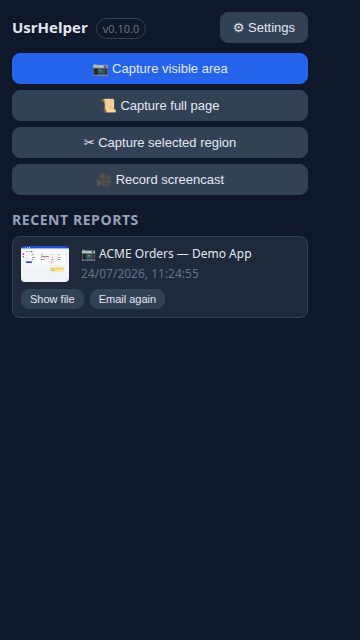 Extension popup